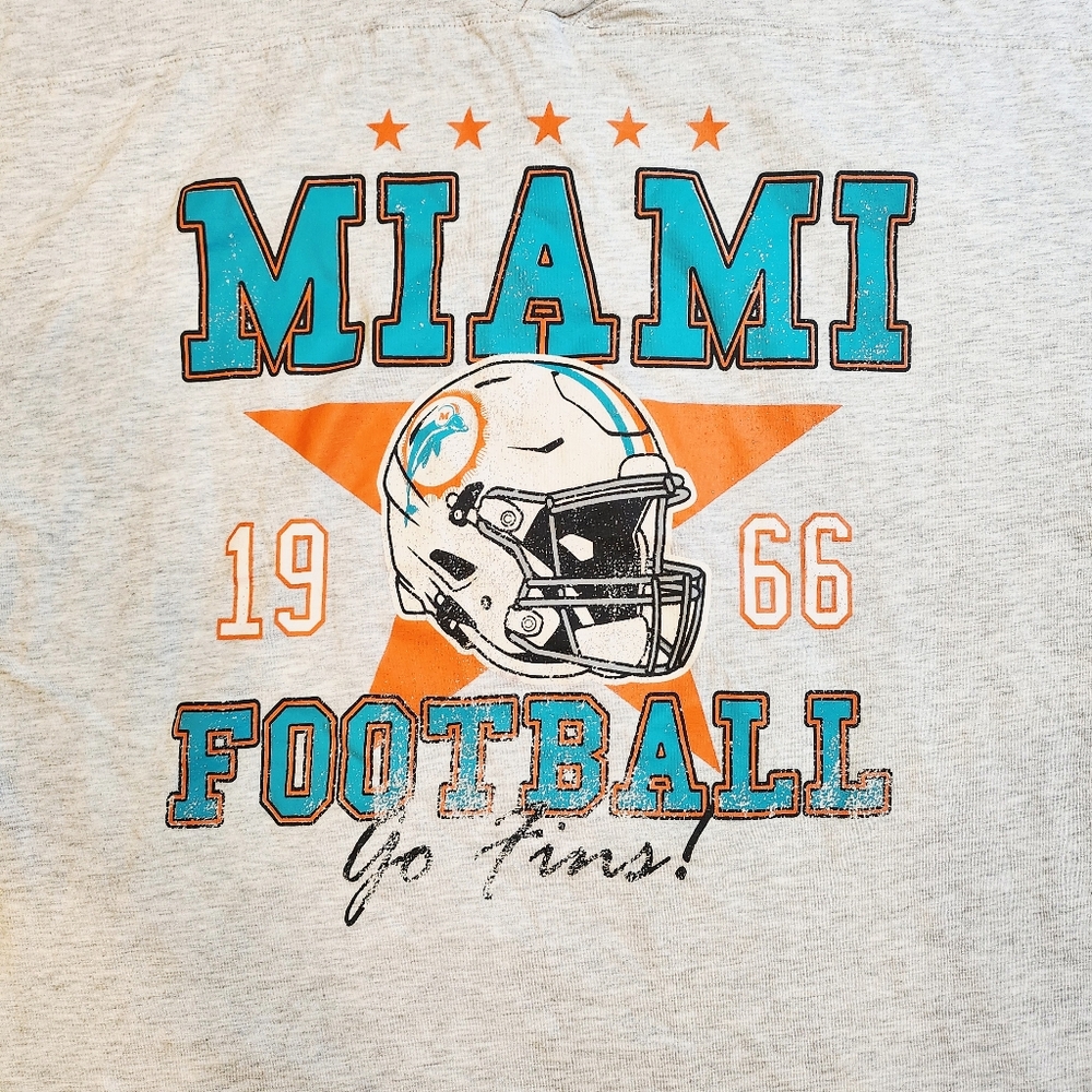 Vintage 90s Y2k NFL Miami Dolphins Football Gray Tee NFL Rare - Picture 2 of 5